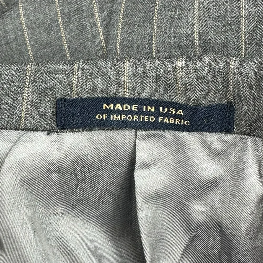 Hart Schaffner‎ Marx Suit Jacket Mens 44R Gray Pinstripe Gold Trumpeter Wool USA